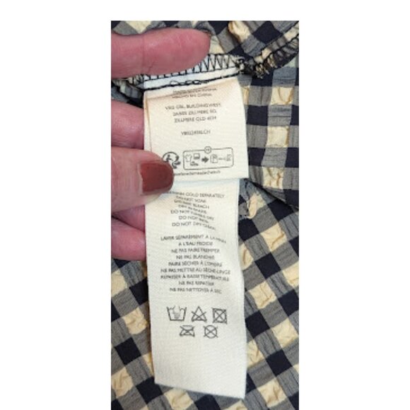 VRG GRL black-and-cream gingham tie-front boxy blouse, Size S - Picture 10 of 11